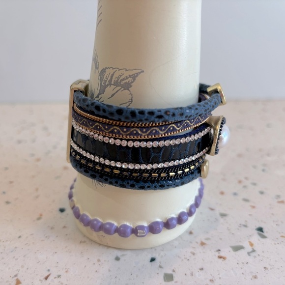 Multi Layered Wrap Cuff Charm Bracelet - Picture 7 of 14